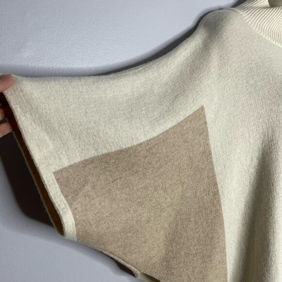 Note Di Anita Women's Sweater Poncho Wool Shawl Made in Italy Tan One Size - Picture 2 of 9